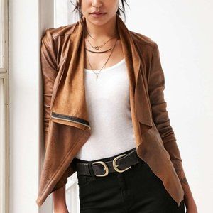 Silence + Noise Brown Leather Jacket, Size S